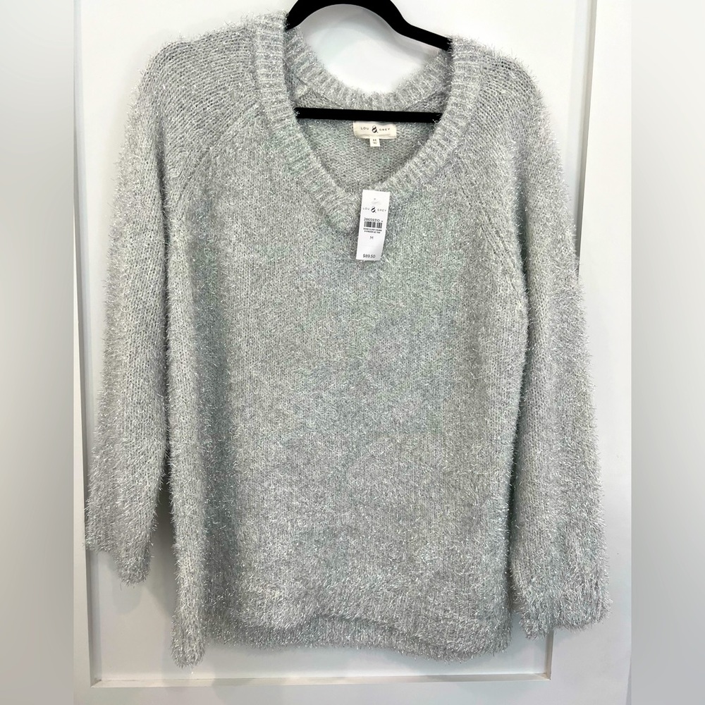 NWT Lou & Grey V neck sparkle sweater, size medium. Retail $89.50